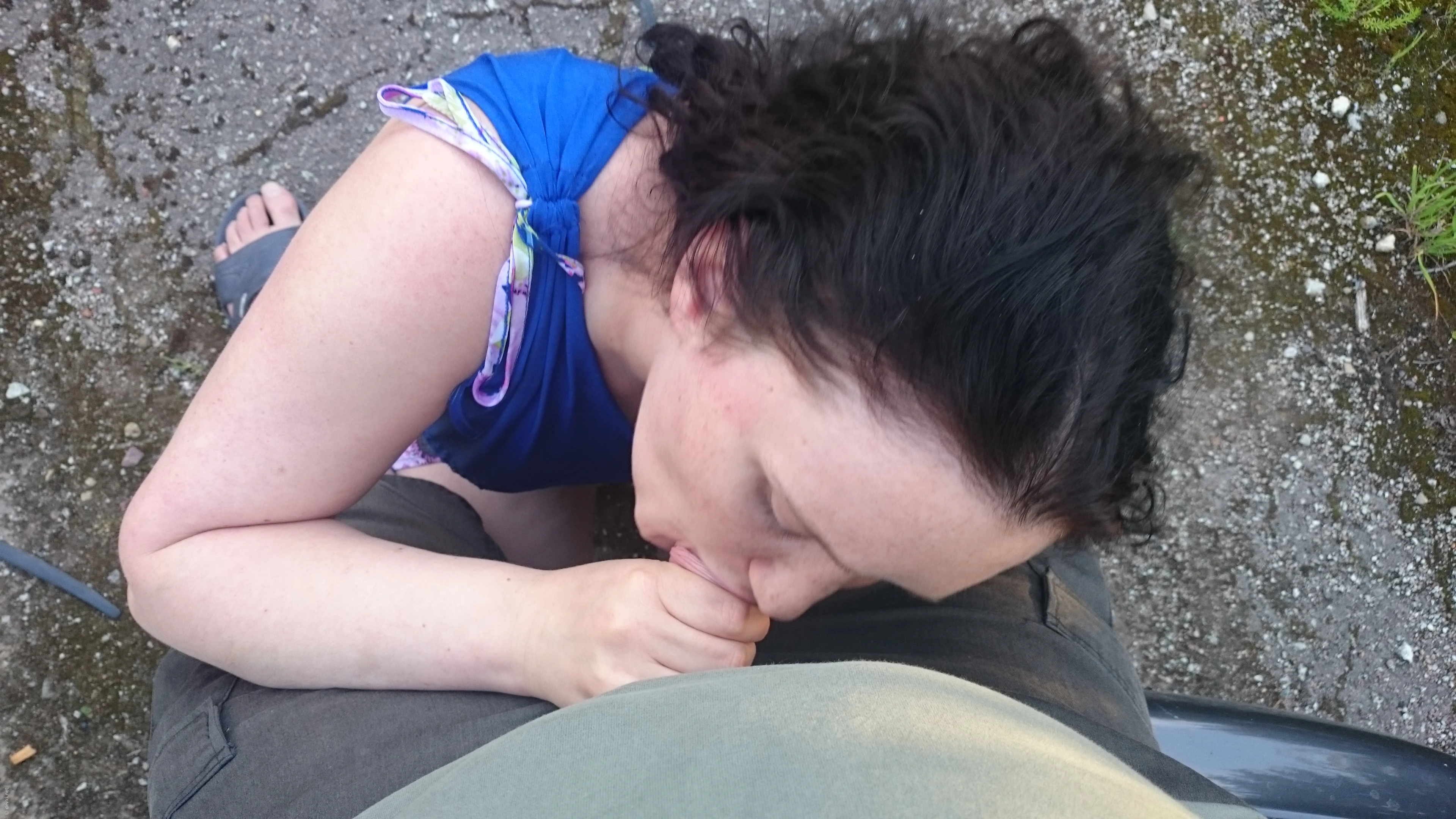 Outdoor Blowjob by Amateur Slut - Explicit Blowjob Porn Photo