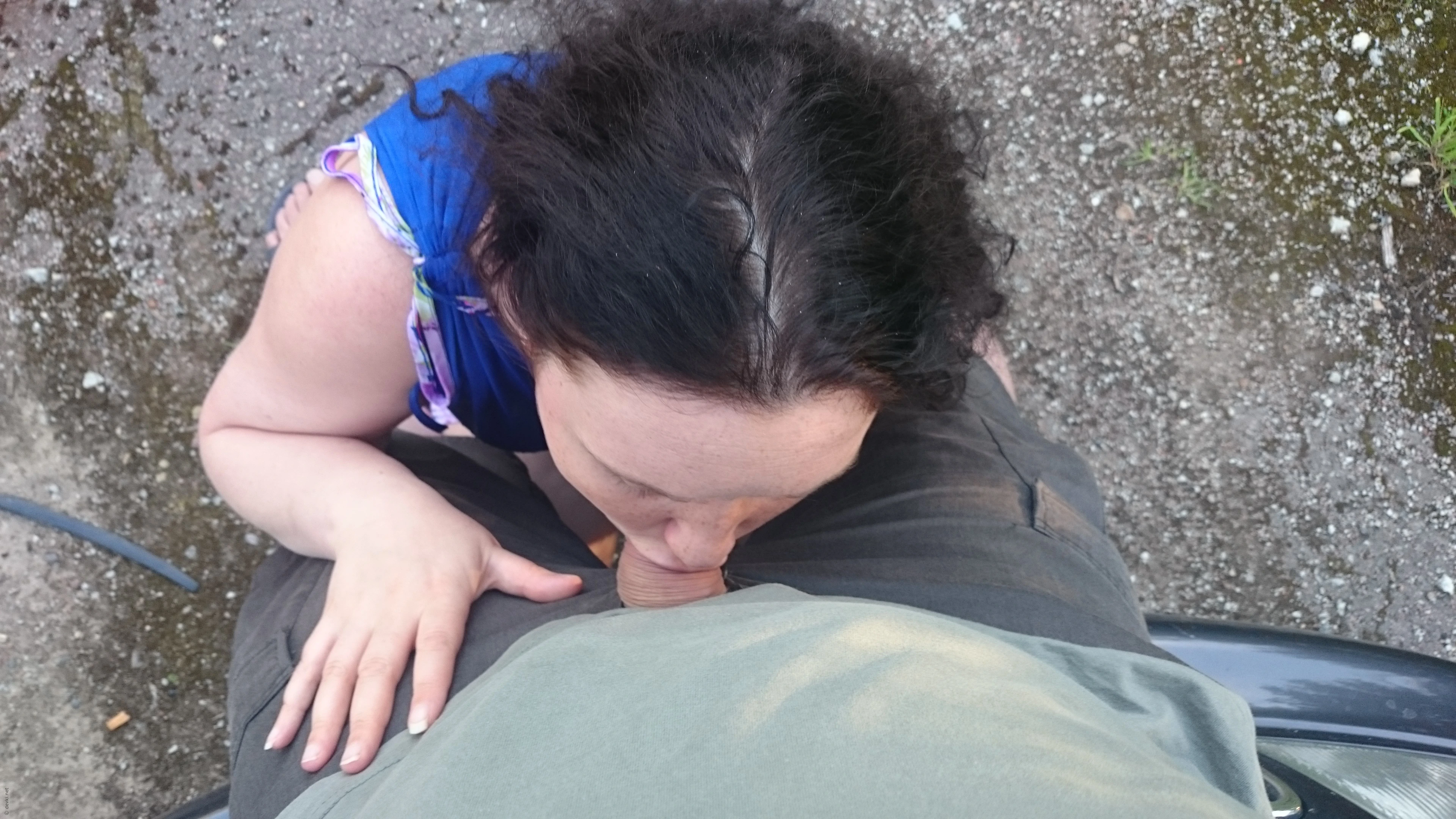 Outdoor Blowjob by Amateur Slut - Explicit Blowjob Porn Photo